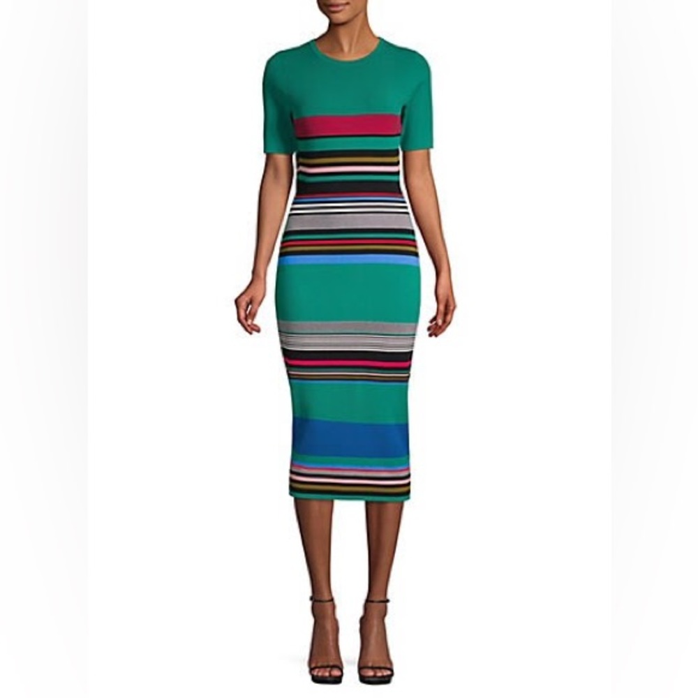Diane von Furstenberg Striped Sweater Midi Dress
